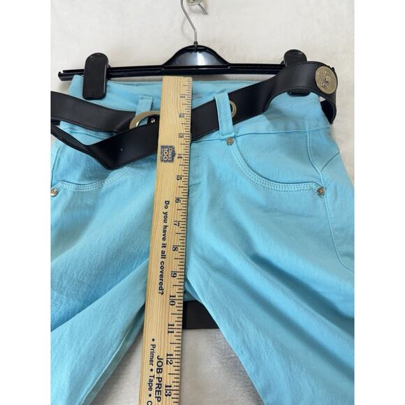 BonBonUp Butt Lifter Jeans Womens 8 Turquoise Black Belt Stretch 2024 Columbia - Picture 12 of 16